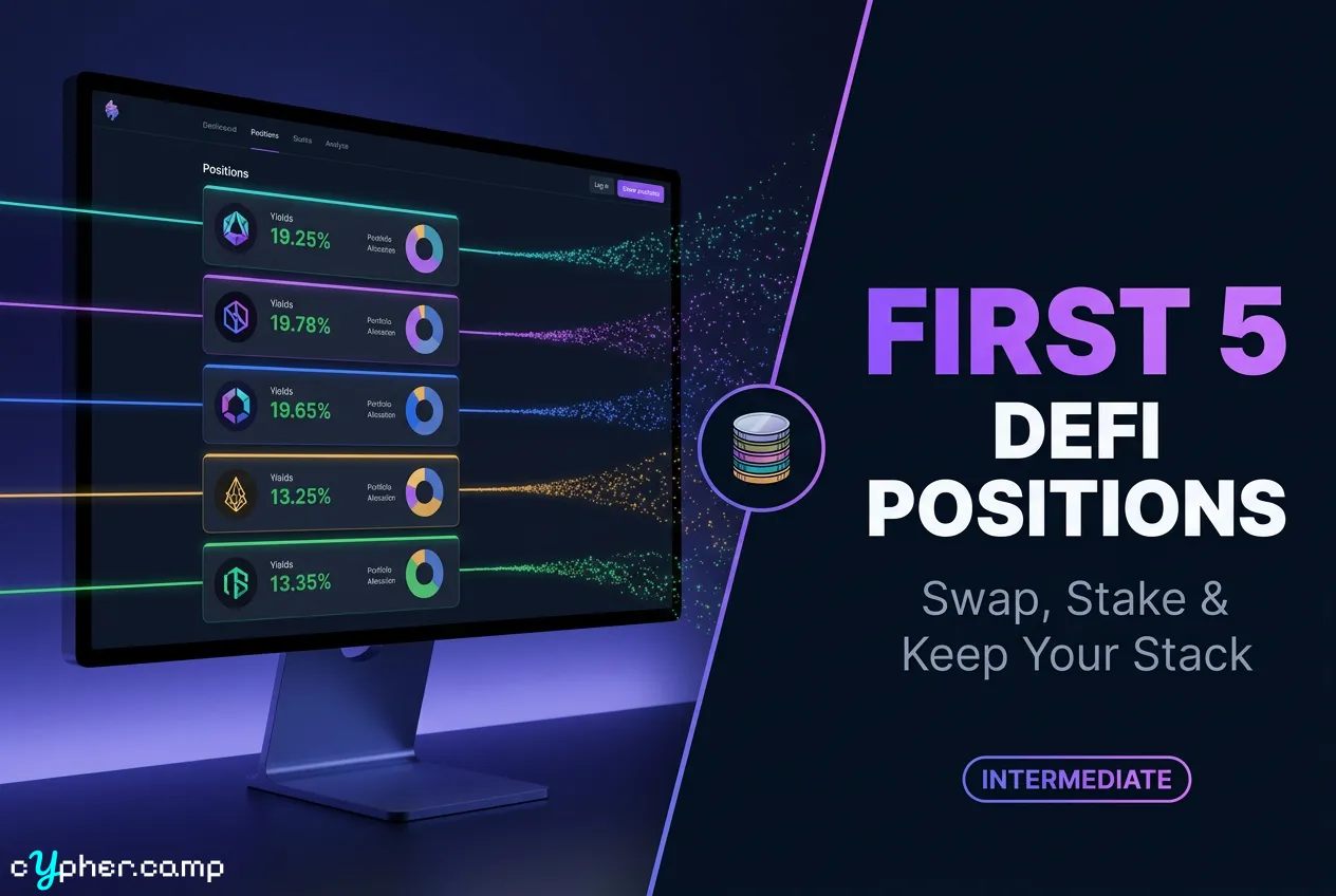 Your First 5 DeFi Positions: Swap, Stake, and Keep Your Stack